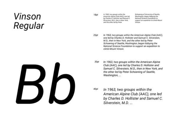 Vinson regular presentation of this free rounded font