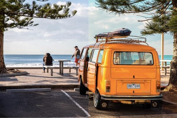 mini van with a summer lightroom preset