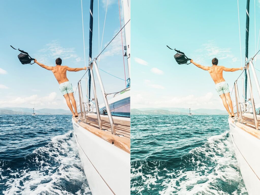 guy on a boat with a summer lightroom preset
