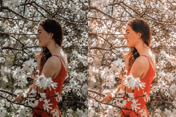 girl with flowers with Spring Lightroom preset
