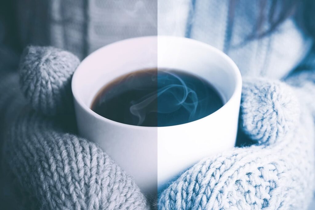 cup of coffee with winter lightroom preset from anagram design