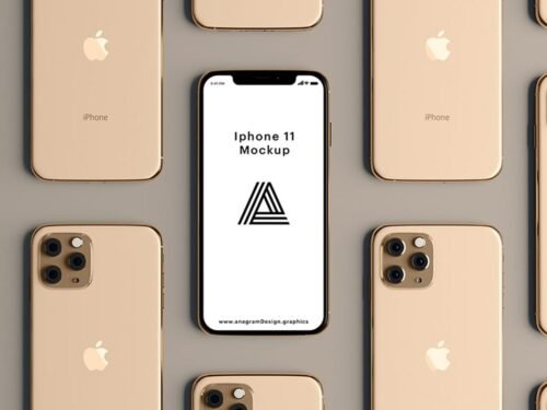 Free iPhone 11 mockup, gold