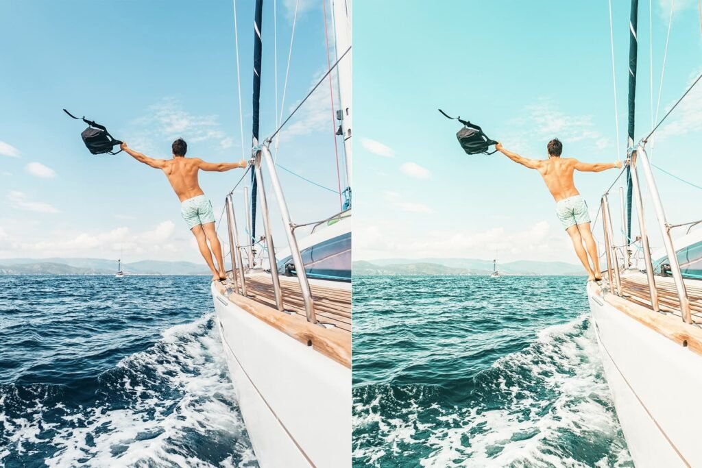 guy on a boat with a summer lightroom preset