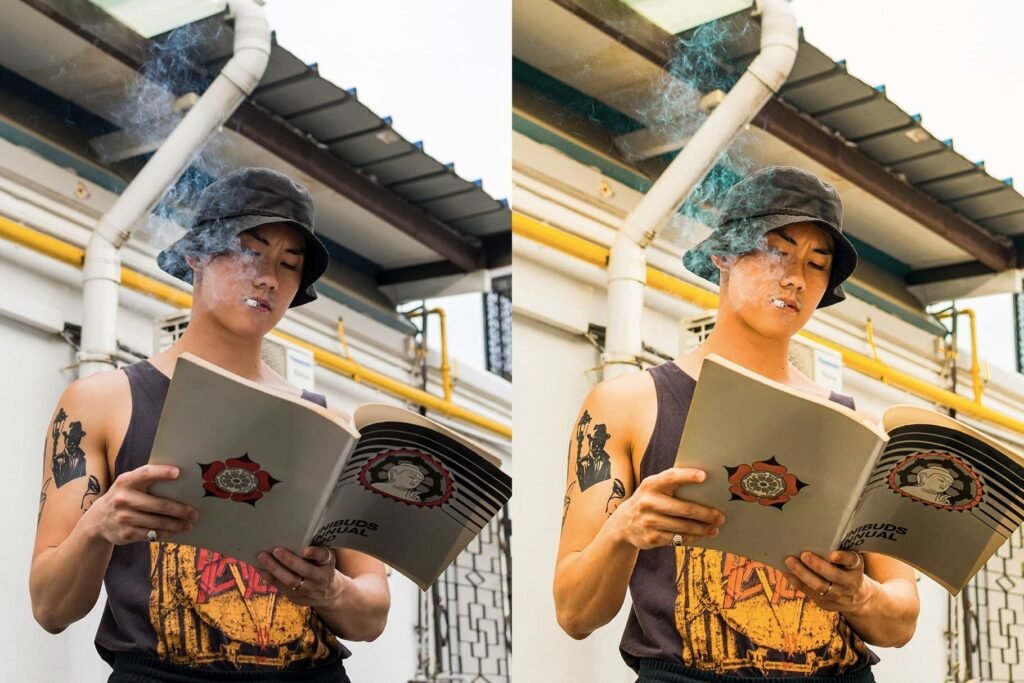 asian smocking and readung with a summer lightroom preset