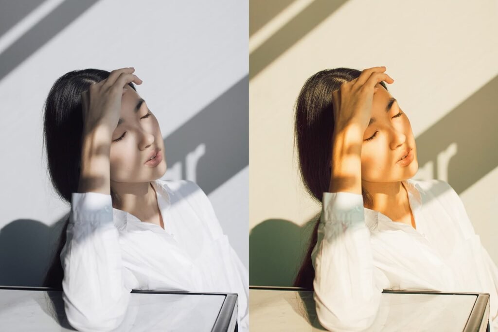 girl with sun on her face with a summer lightroom preset