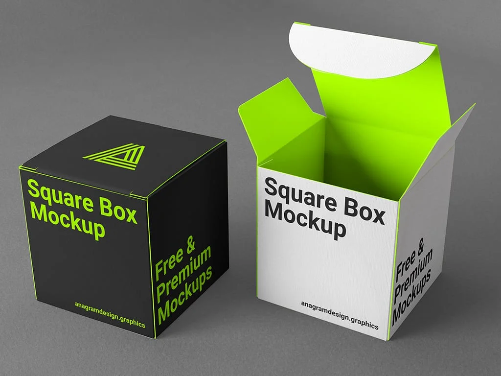 free square boxes mockup
