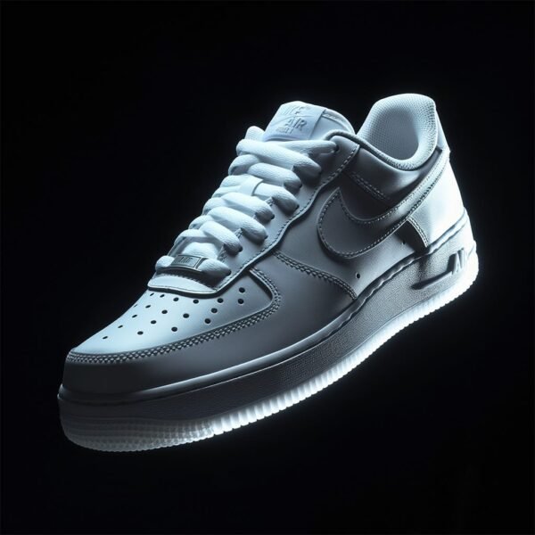 Sneaker Nike Air Force 1 floating in the air, backlight