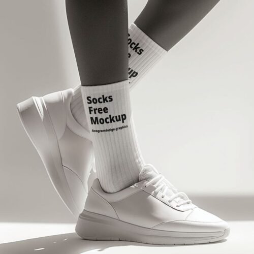 Socks and with tennis shoes mockup