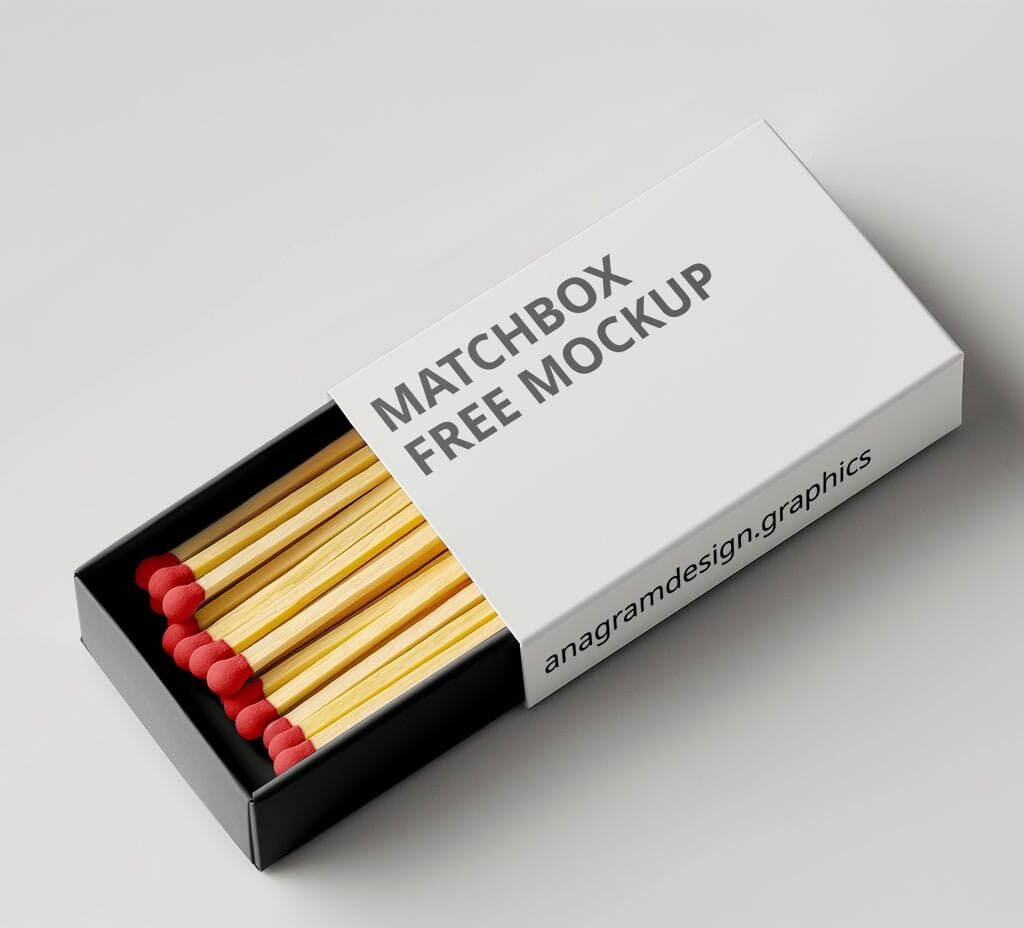 black and white matches box Mockup