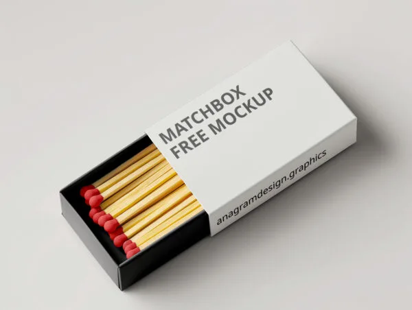 black and white matches box Mockup