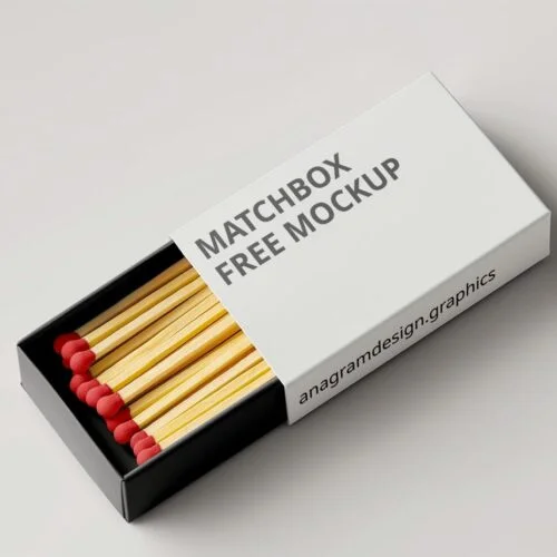 black and white matches box Mockup