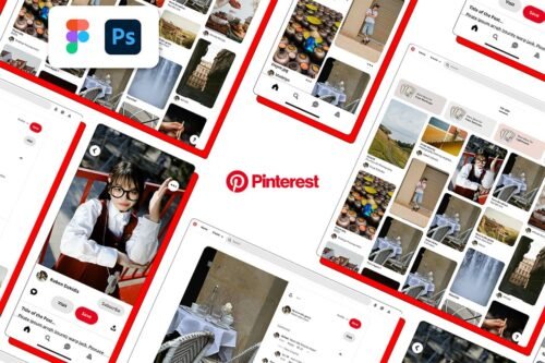 Presentation of a free Pinterest feed Template made with phoshop and figma