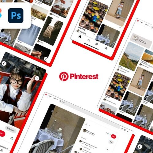 Presentation of a free Pinterest feed Template made with phoshop and figma