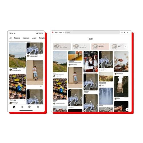 Pinterest template of the mobile and desktop feed
