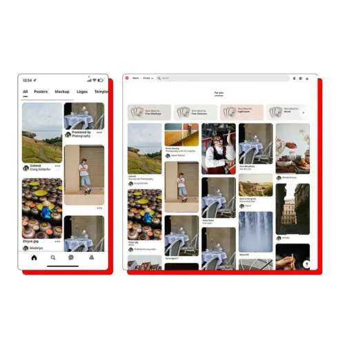 Pinterest template of the mobile and desktop feed
