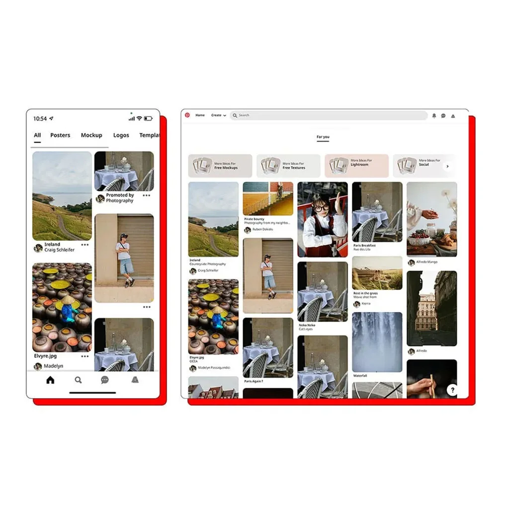 Pinterest template of the mobile and desktop feed
