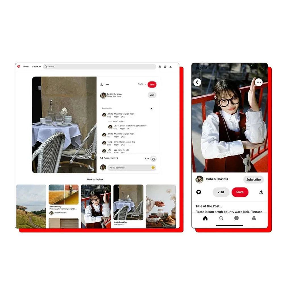 Pinterest template of the mobile and desktop post
