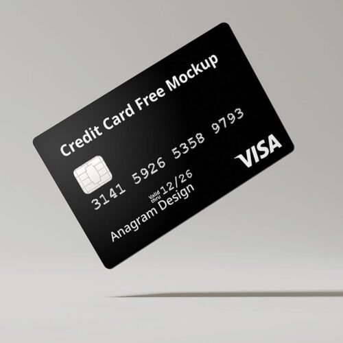 floating credit card Mockup