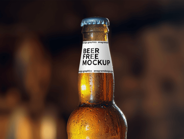 close up on a Beer Bottle Cap, wooden barrel in the background