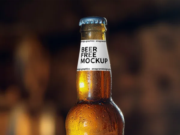 close up on a Beer Bottle Cap, wooden barrel in the background