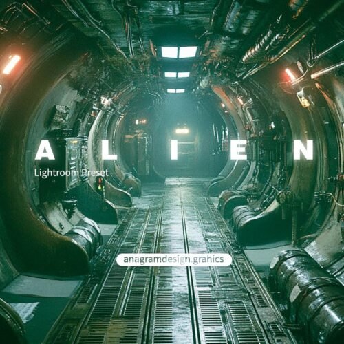 Spaceship hallway with alien filter applied