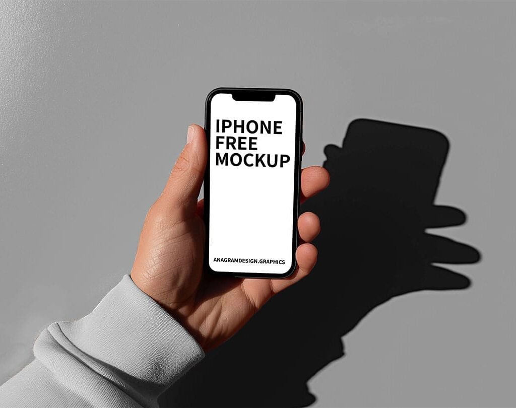 hand holding an iPhone, free Mockup