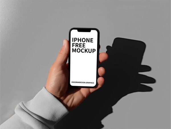 hand holding an iPhone, free Mockup