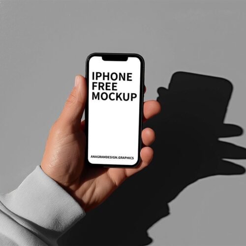 hand holding an iPhone, free Mockup