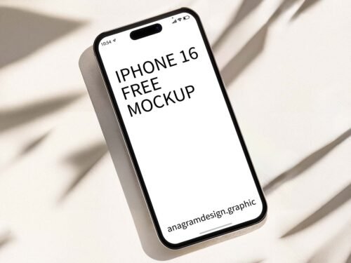 iPhone 16 Free Mockup on the floor with elegant shadows