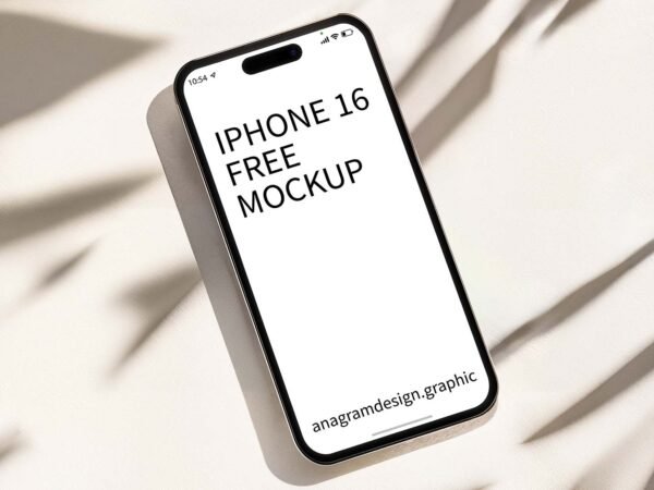iPhone 16 Free Mockup on the floor with elegant shadows