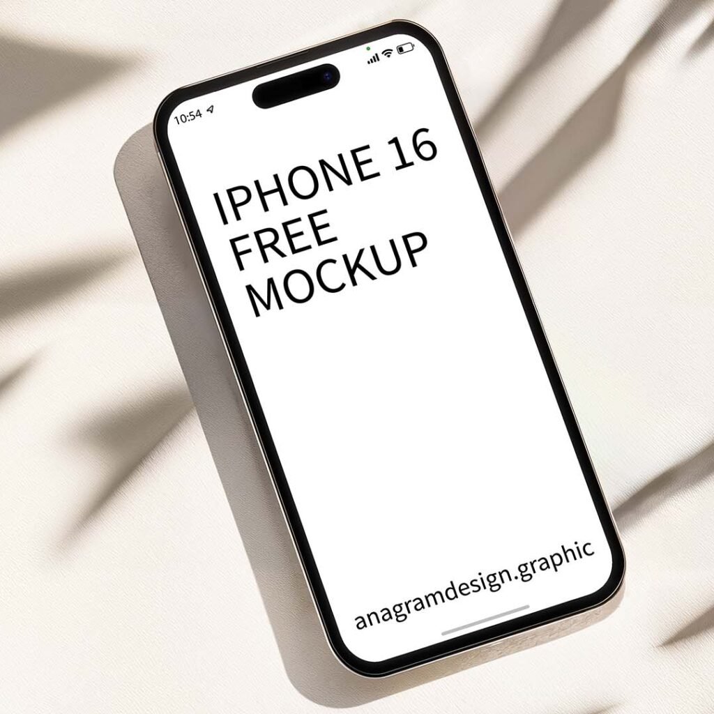 iPhone 16 Free Mockup on the floor with elegant shadows