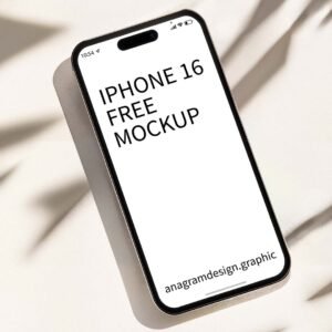 iPhone 16 Free Mockup on the floor with elegant shadows