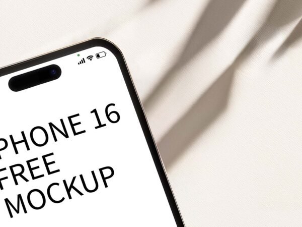 iPhone 16 Free Mockup on the floor with elegant shadows