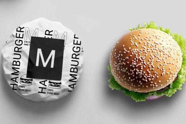 wrapped burger mockup