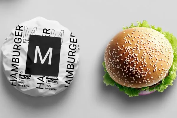 wrapped burger mockup