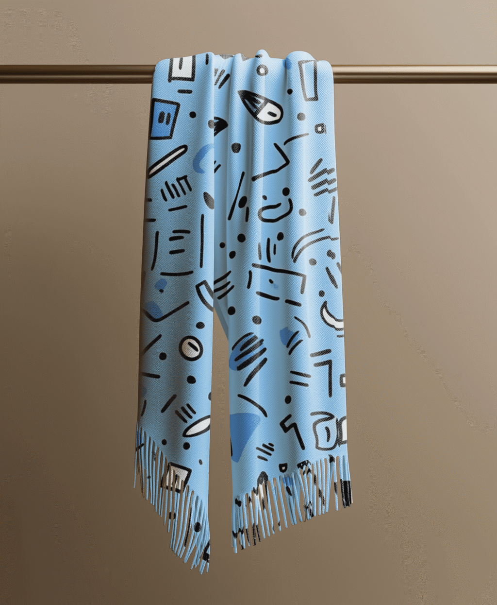 Scarf mockup hung on a metallic pole