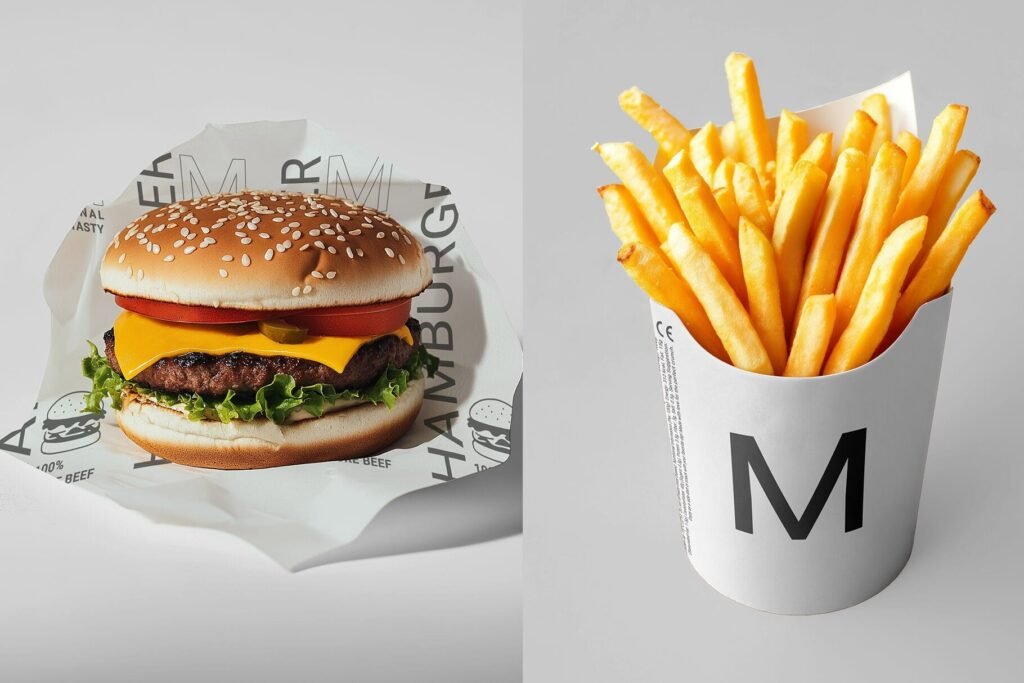 Burger and French fries mockup