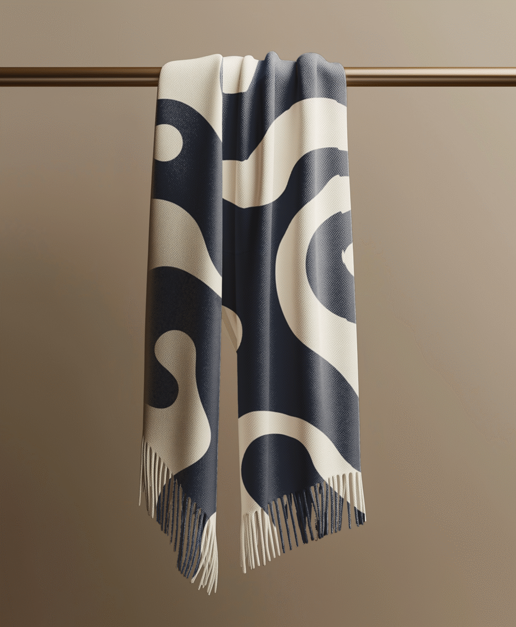 Scarf mockup hung on a metallic pole