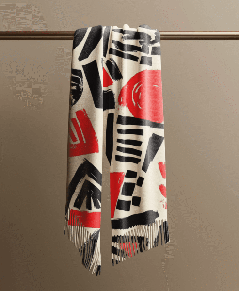 Scarf mockup hung on a metallic pole