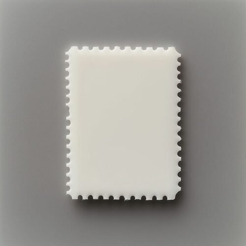 close up on a blank stamp mockup on a gray background