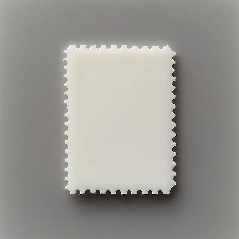 close up on a blank stamp mockup on a gray background