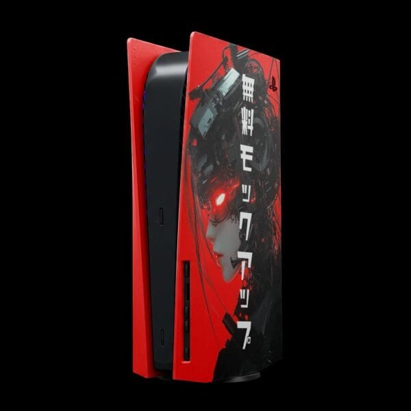 Cyberpunk Playstation 5 mockup on a black background