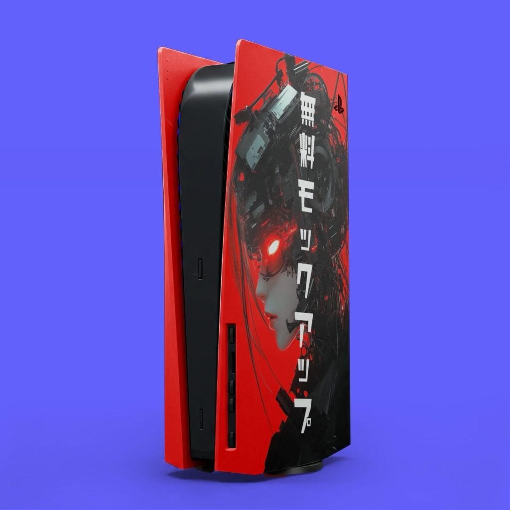 Cyberpunk Playstation 5 mockup on a blue background