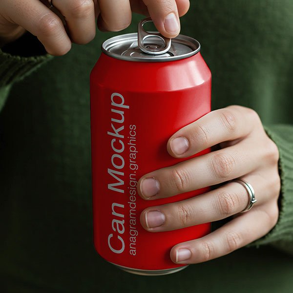 Girl hands holding a Coca Cola Can