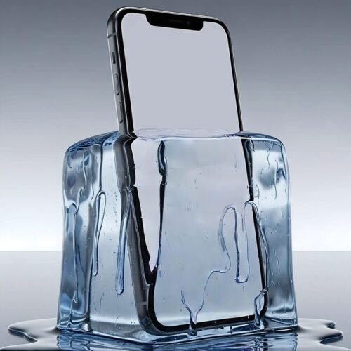 blank iPhone inside an Ice Block