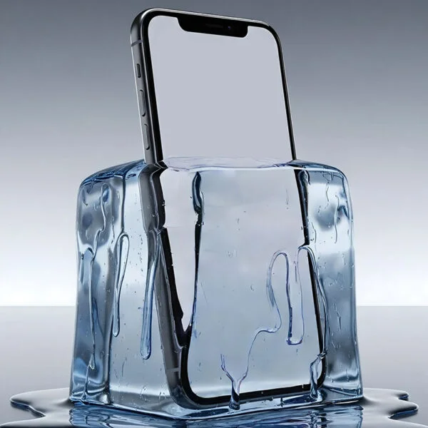 blank iPhone inside an Ice Block