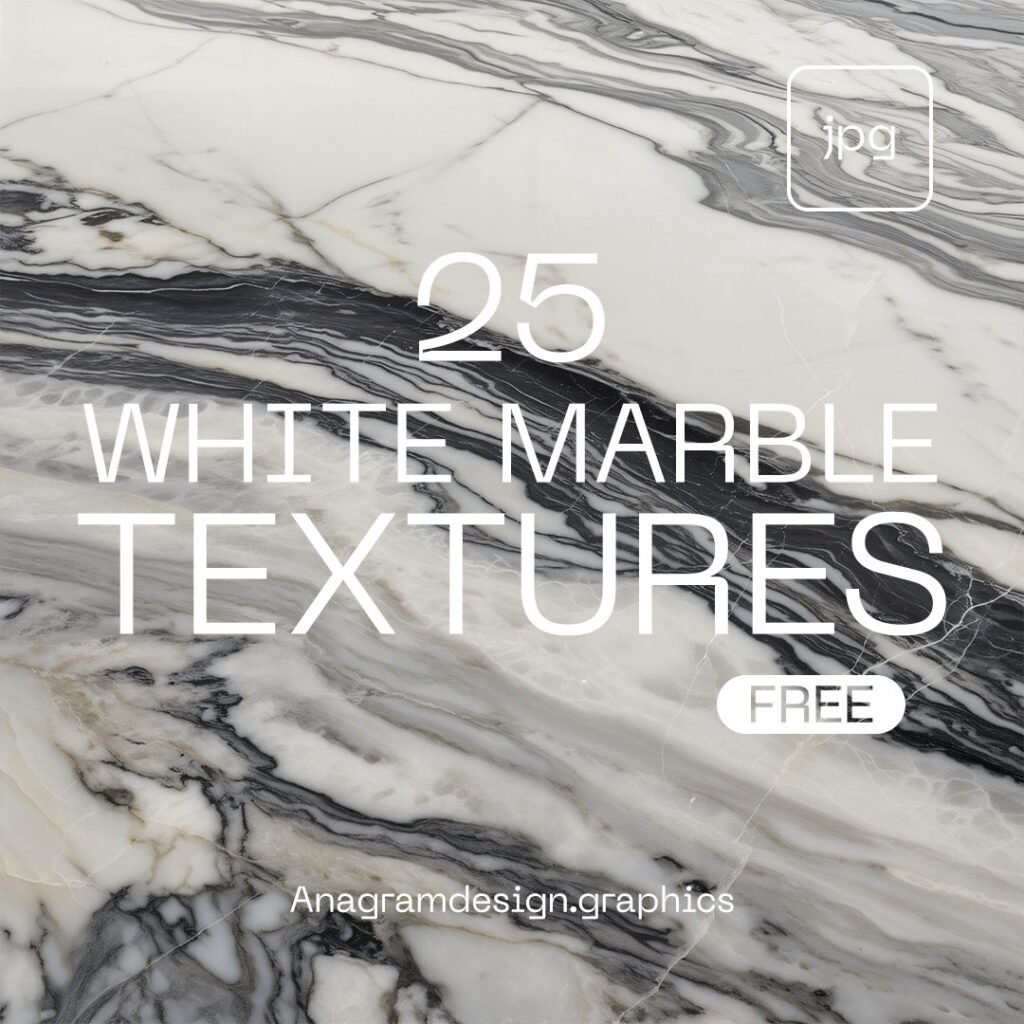 whiteMarble texture displaying "25 white marble Textures Free" on it