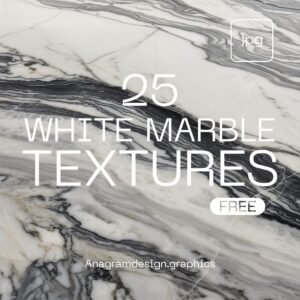 whiteMarble texture displaying "25 white marble Textures Free" on it