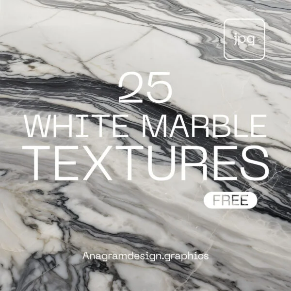 whiteMarble texture displaying "25 white marble Textures Free" on it