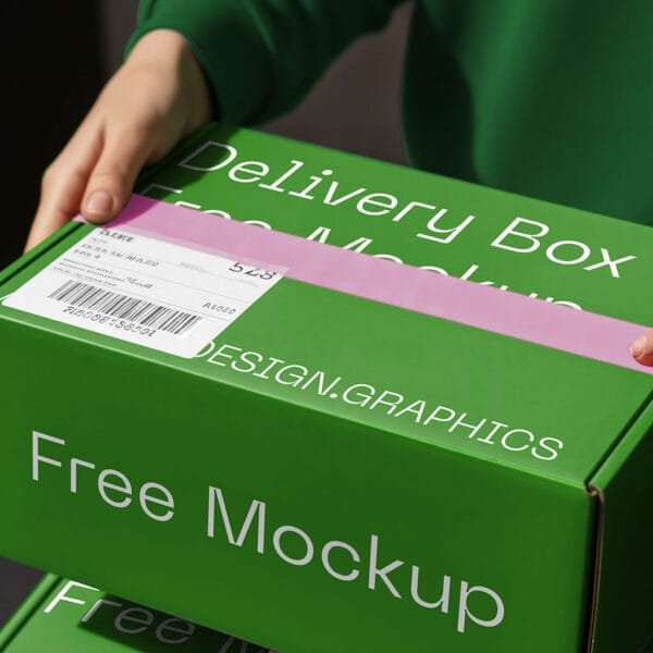 green delivery box hold by someone